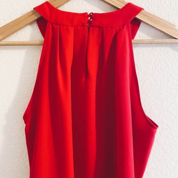 Red Chiffon Sheer Sleeveless Blouse - Picture 3 of 3